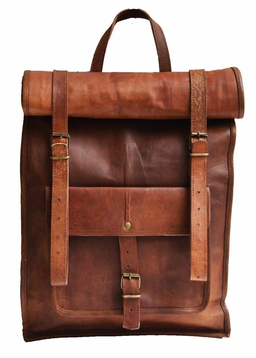 IndiFash - Multiple Pockets 12*16 Inch Handcrafted Goat Leather Roll Bag | 100% Genuine Leather thumbnail 3