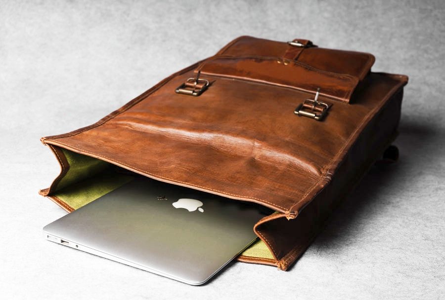 IndiFash - Multiple Pockets 12*16 Inch Handcrafted Goat Leather Roll Bag | 100% Genuine Leather thumbnail 6