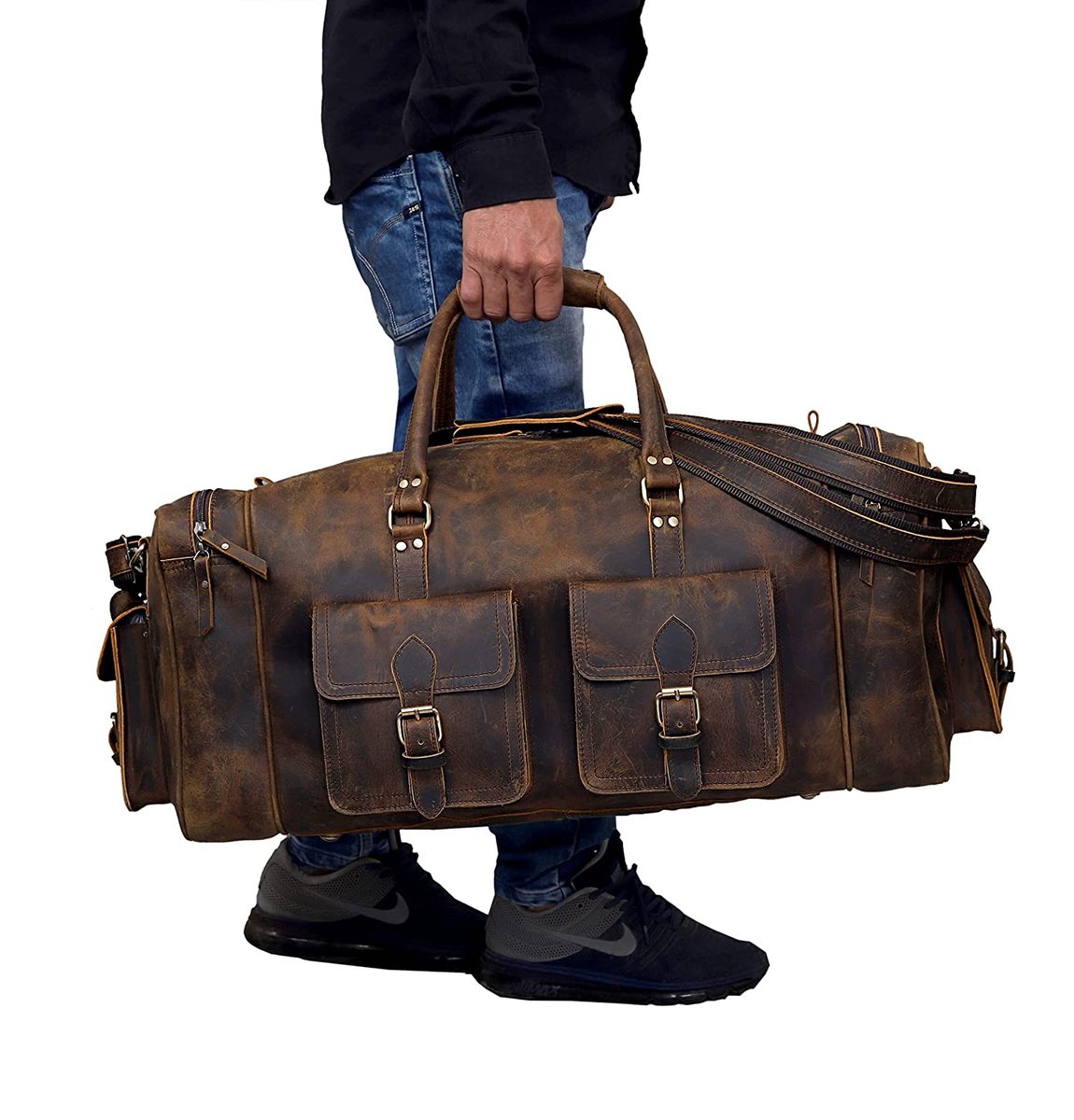 IndiFash Large 28 inch duffel bags for men leather travel bag thumbnail 3