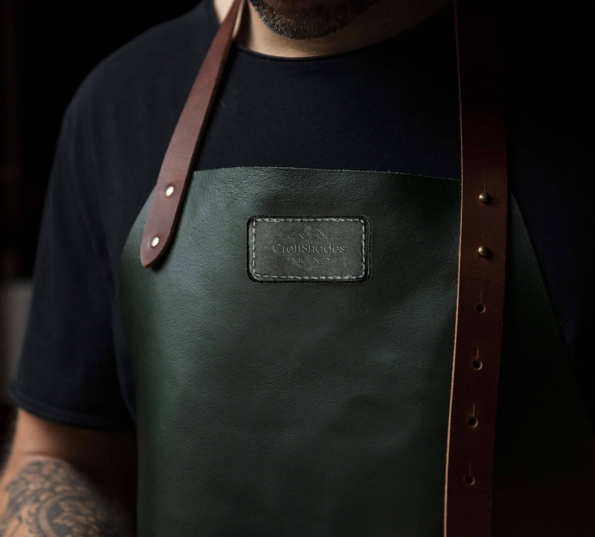 IndiFash leather Apron for Men Green Colour thumbnail 2