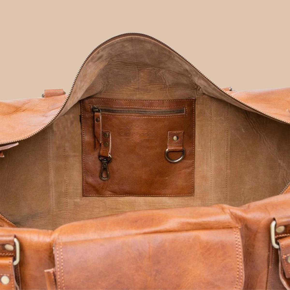 IndiFash 24 Inch leather bag Metal rivets for bottom reinforcement thumbnail 11