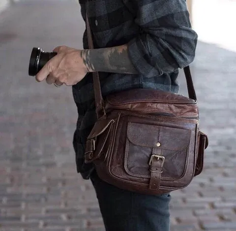 IndiFash Leather Camera Bag black thumbnail 2
