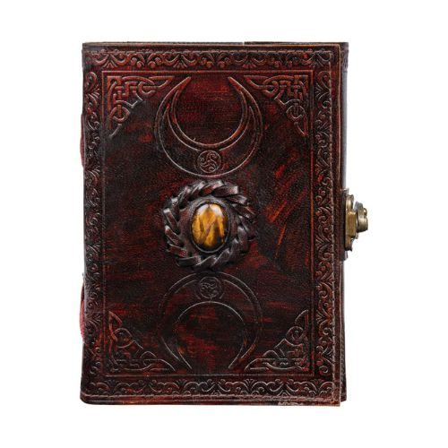 IndiFash - Leather Diary for Men & Women with Semi Precious Stone & Antique Buckle Lock, 240 Unlined 125 GSM Thick Papers Best for Artist Scrapbook, Drawing, Writing Size 5×7 inch (Brown)