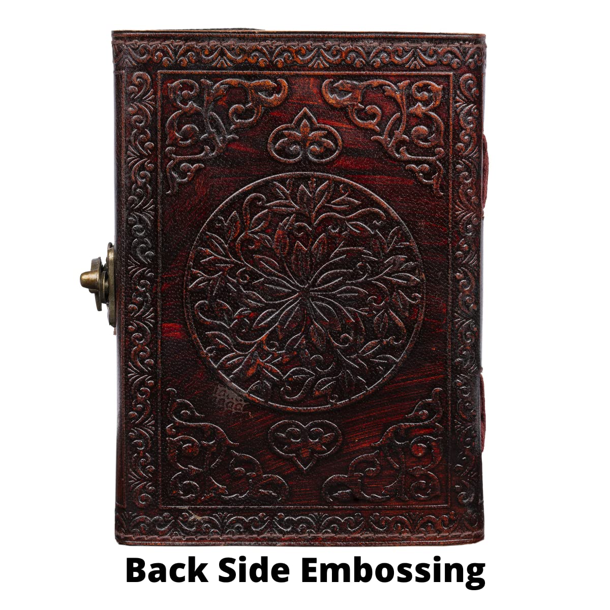 IndiFash - Leather Diary for Men & Women with Semi Precious Stone & Antique Buckle Lock, 240 Unlined 125 GSM Thick Papers Best for Artist Scrapbook, Drawing, Writing Size 5×7 inch (Brown) thumbnail 4