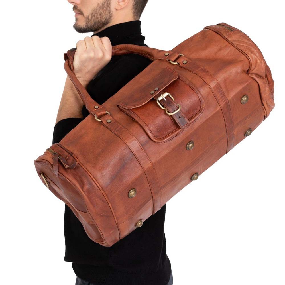 IndiFash 22 Inch leather duffle bag thumbnail 5
