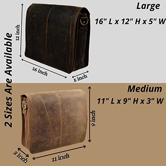 IndiFash Leather Men Laptop Messenger Full Flap Messenger Briefcase Bag 16 inch thumbnail 7