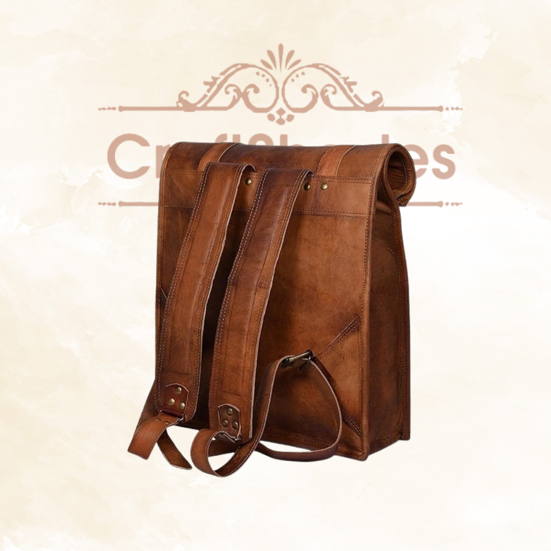 IndiFash - 12 x 16 x 20 Inch 100% Genuine Roll Leather Shoulder Backpack | Unisex thumbnail 5
