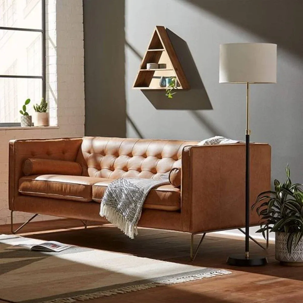 IndiFash Luxury Genuine Leather Chesterfield 3 Seater Sofa
