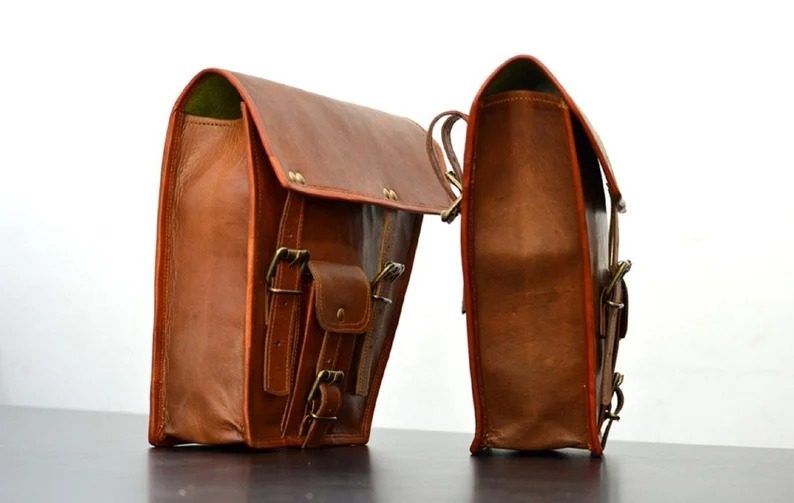 IndiFash Leather Bike Bag pair saddle bag set of 2 bags