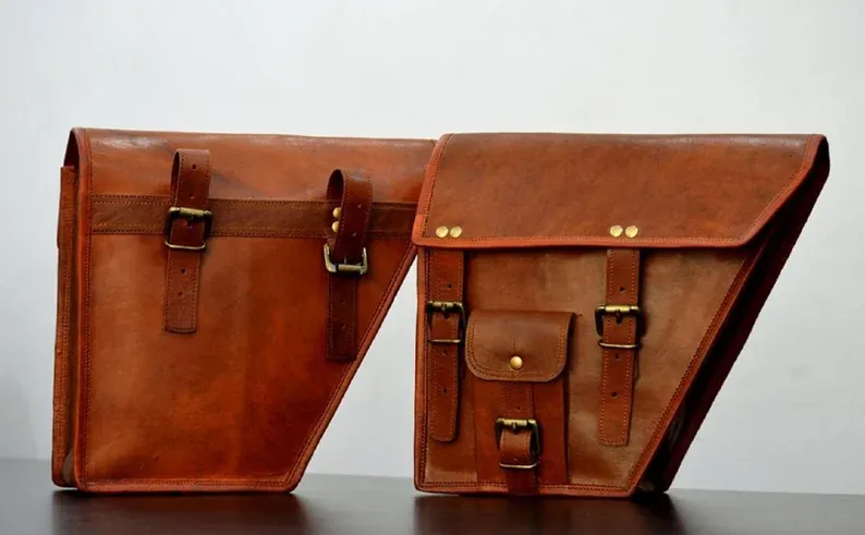 IndiFash Leather Bike Bag pair saddle bag set of 2 bags thumbnail 2