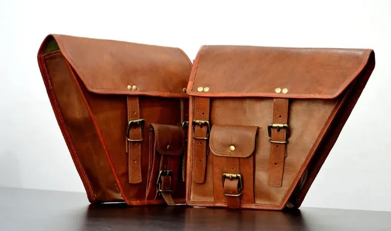 IndiFash Leather Bike Bag pair saddle bag set of 2 bags thumbnail 3