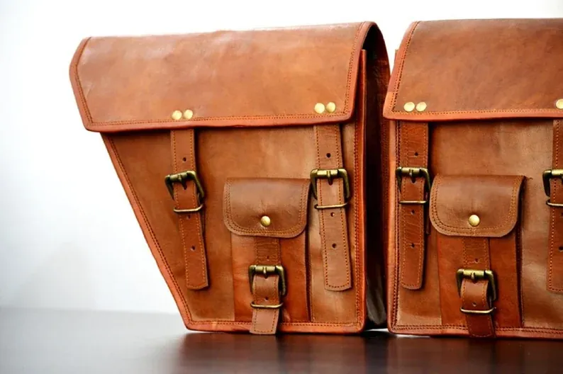 IndiFash Leather Bike Bag pair saddle bag set of 2 bags thumbnail 4