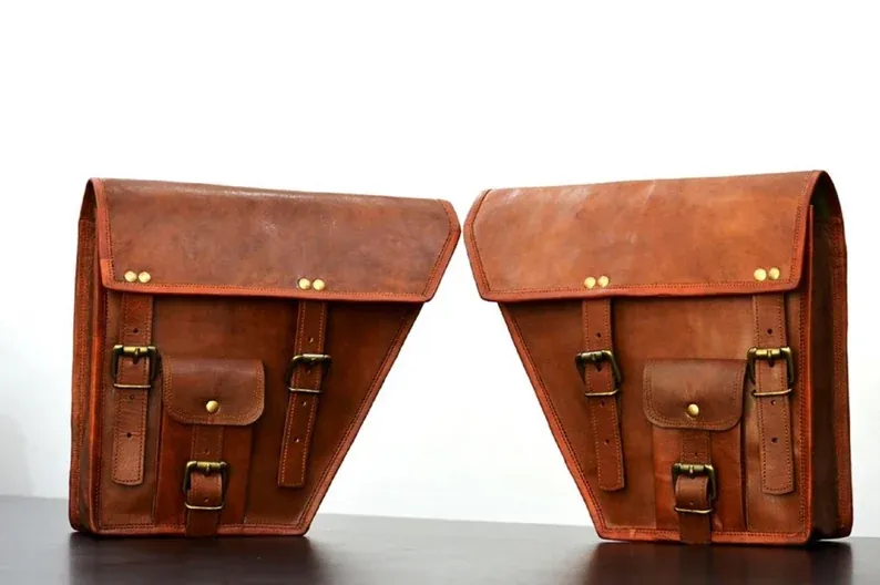 IndiFash Leather Bike Bag pair saddle bag set of 2 bags thumbnail 5