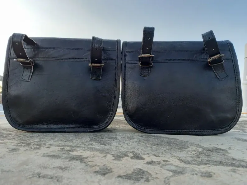 IndiFash Motorcycle Saddlebags Leather Bag Black Saddle Panniers Bags Large Bike Luggage 2 BAGS thumbnail 4