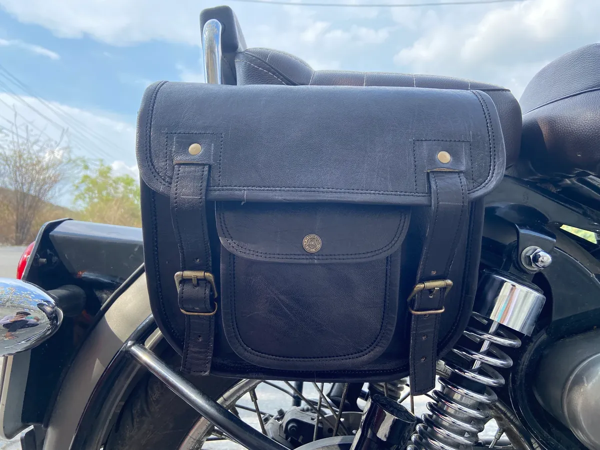 IndiFash Motorcycle Saddlebags Leather Bag Black Saddle Panniers Bags Large Bike Luggage 2 BAGS thumbnail 7