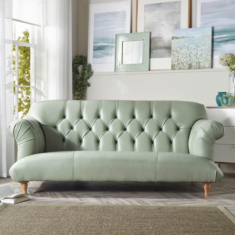 IndiFash Olive-Gray Shade Two Seater Chesterfield sofa