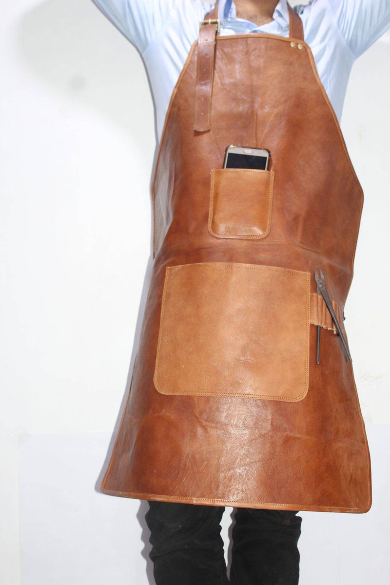 IndiFash Personalised Distressed Leather Apron