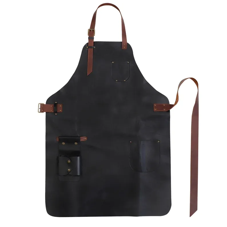 IndiFash Personalized Top Grain Leather Workshop Apron with Pockets for Men, Hand Crafted Woodworking Apron, Artist Full Apron, Best Gardening Apron thumbnail 3
