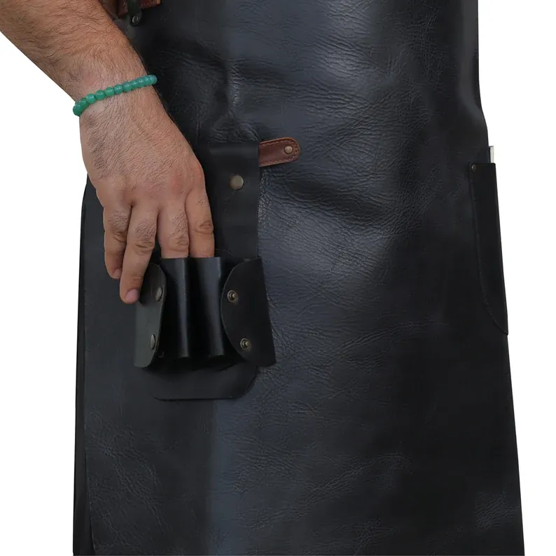 IndiFash Personalized Top Grain Leather Workshop Apron with Pockets for Men, Hand Crafted Woodworking Apron, Artist Full Apron, Best Gardening Apron thumbnail 7