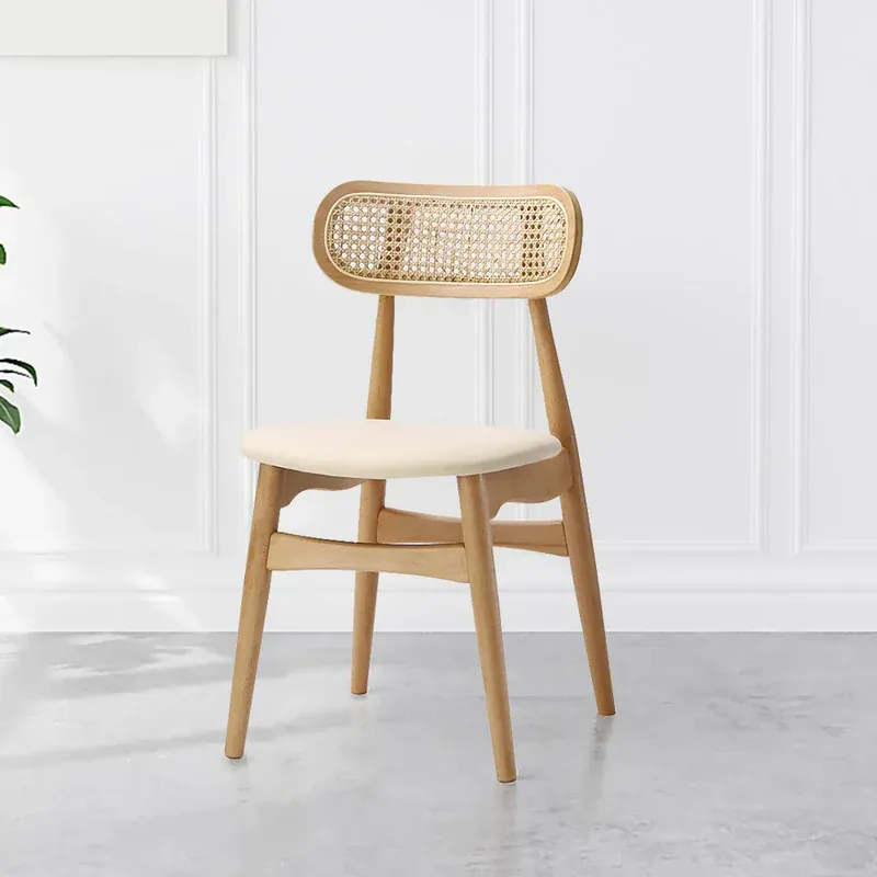 IndiFash Rattan Back Wooden Chair