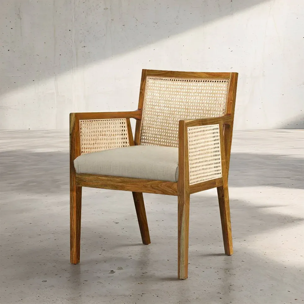 IndiFash Rattan Wooden Chair thumbnail 2