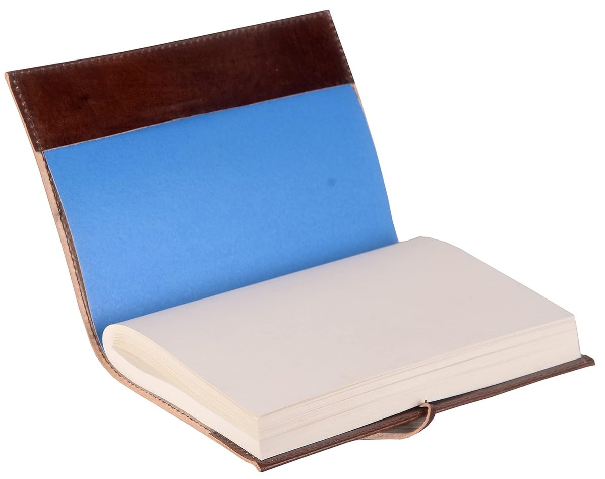 IndiFash - Refillable Leather Diary - Feather with Birds, Leaf of Tree Embossed with Quote 125 GSM Plain 200 Papers Notepad for Men and Women - Size 6 x 8.5 Inch (Tree Embossed) thumbnail 5
