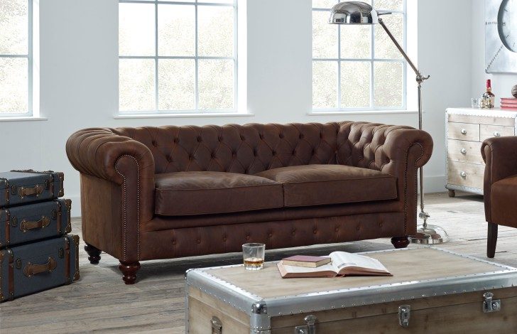 IndiFash Rich Brown Three Seater Chesterfield Sofa