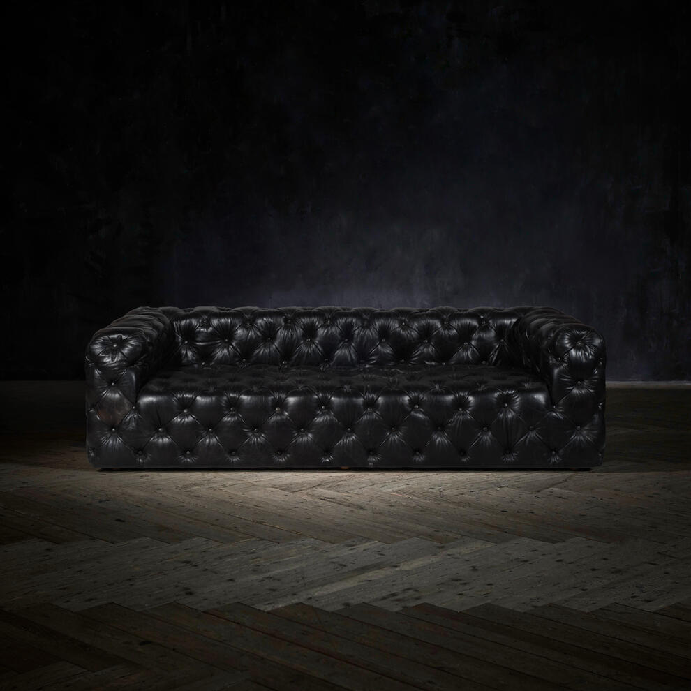 IndiFash Rich Dark Brownish-Gray Three Seater Chesterfield Sofa