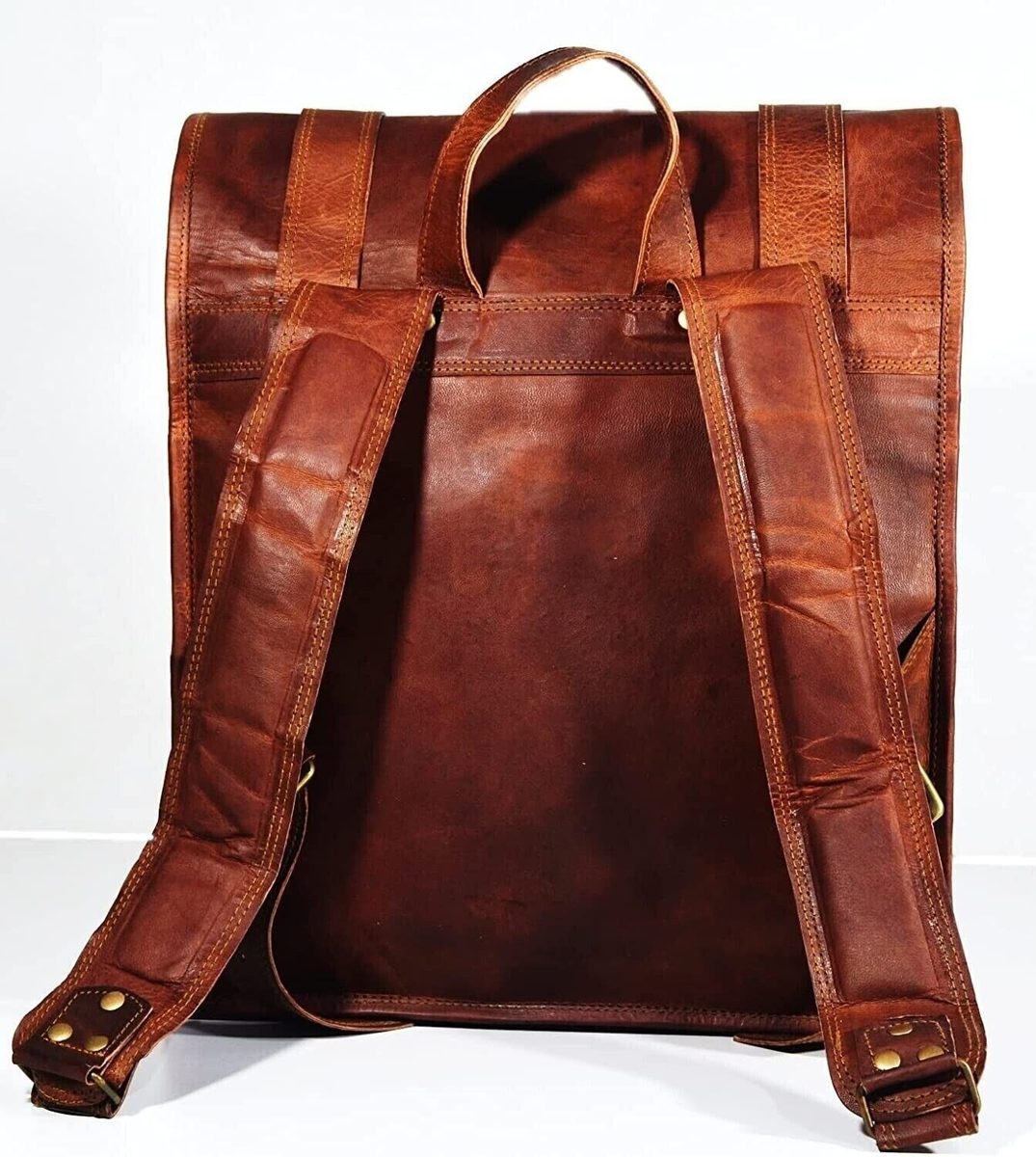 IndiFash - 14*24 Inch 100% Genuine Roll Leather Shoulder Backpack | Unisex thumbnail 5