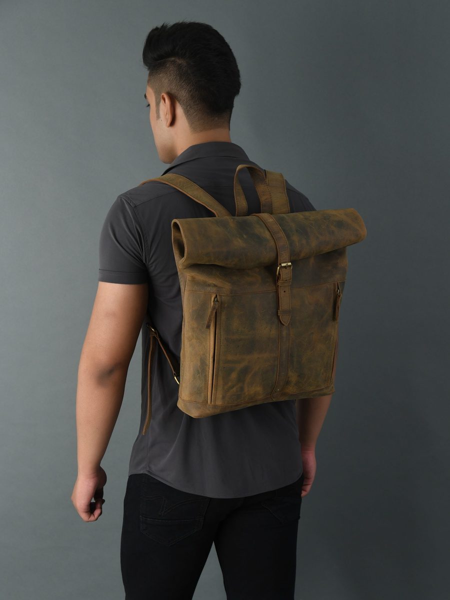 IndiFash Vintage buffalo leather backpack for men’s & womens thumbnail 10
