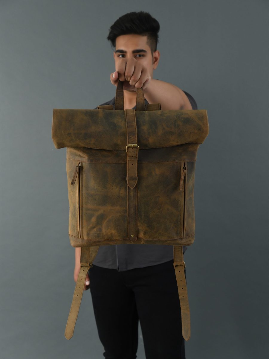 IndiFash Vintage buffalo leather backpack for men’s & womens thumbnail 12
