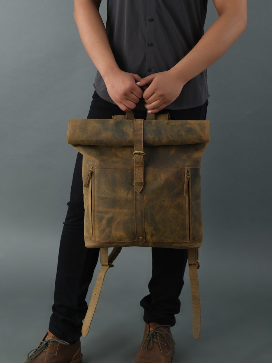 IndiFash Vintage buffalo leather backpack for men’s & womens thumbnail 8