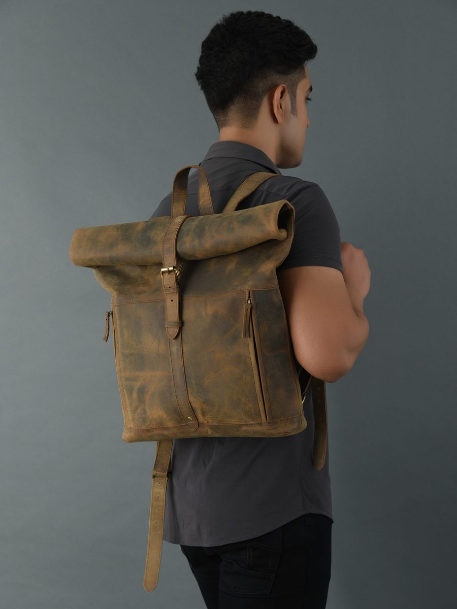 IndiFash Vintage buffalo leather backpack for men’s & womens thumbnail 9