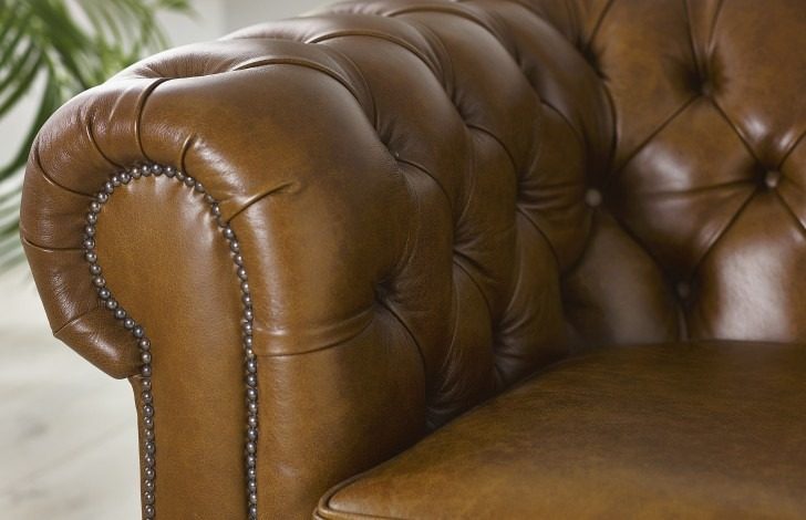 IndiFash Saddle Brown Four Seater Chesterfield Sofa thumbnail 2