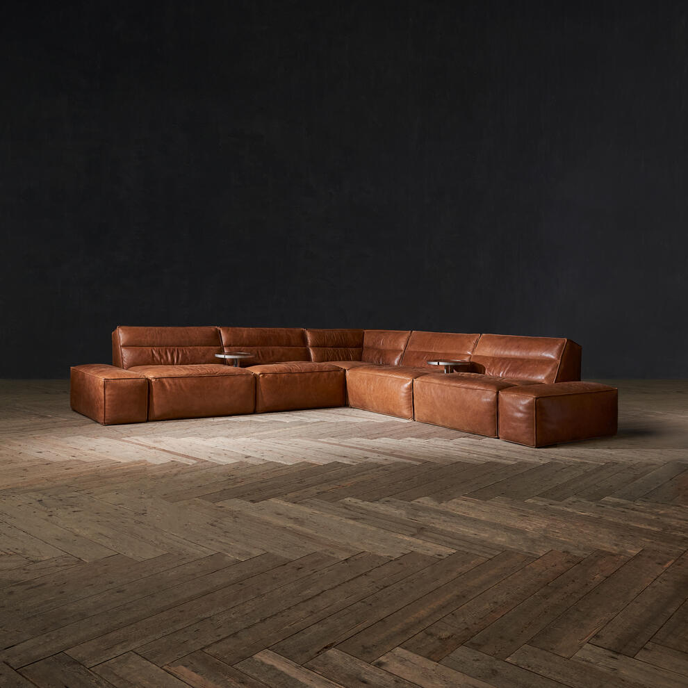IndiFash Saddle Brown L Shape Chesterfield Sofa