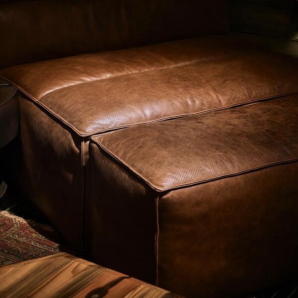 IndiFash Saddle Brown L Shape Chesterfield Sofa thumbnail 2