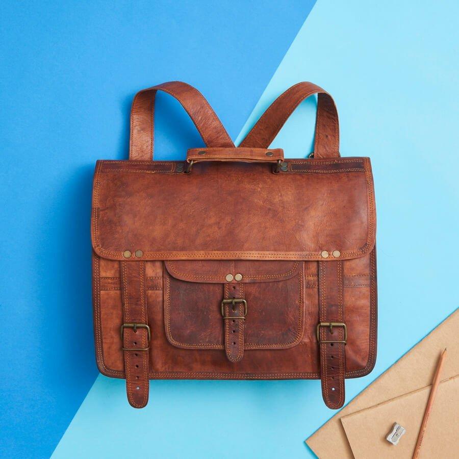 IndiFash - Single Pocket Handcrafted laptop bag and leather diary free thumbnail 2