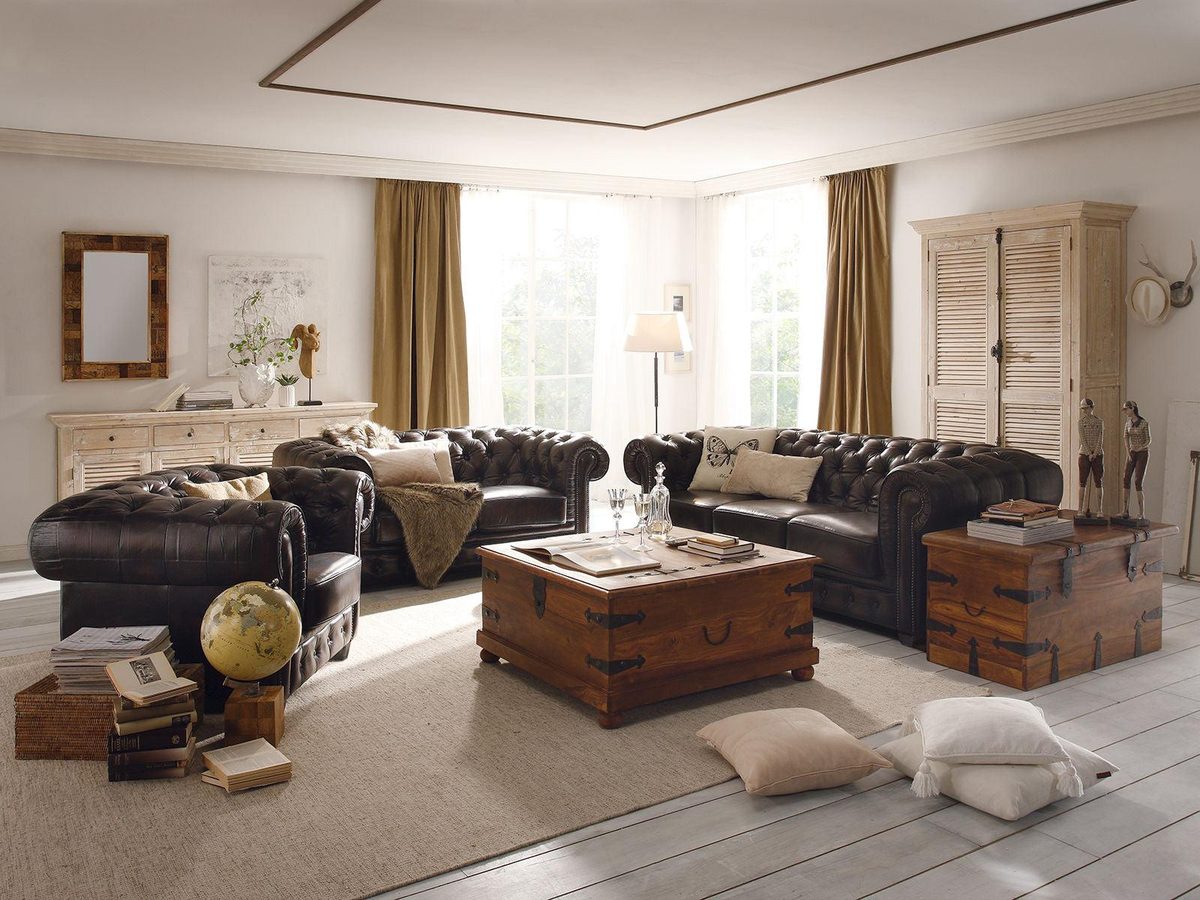 IndiFash Traditional Chesterfield Set of 3 Sofas