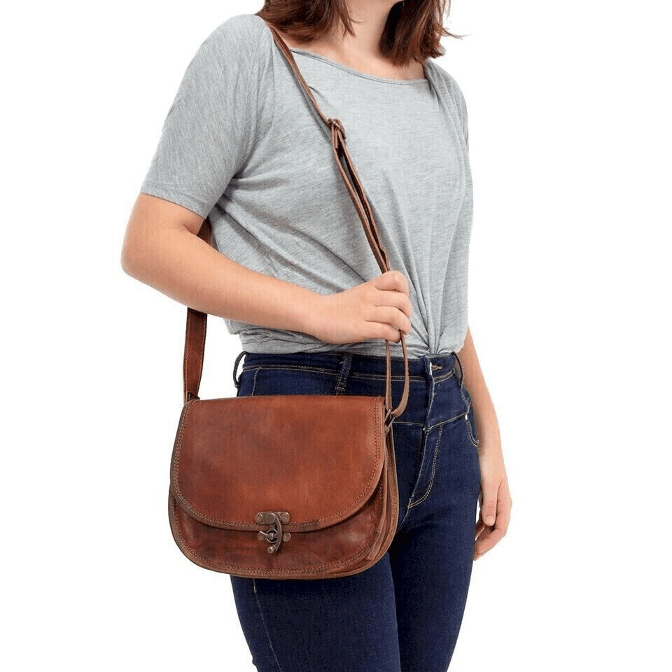 IndiFash - Unique C-Lock Handcrafted Leather Bag | 100% Genuine Leather thumbnail 2