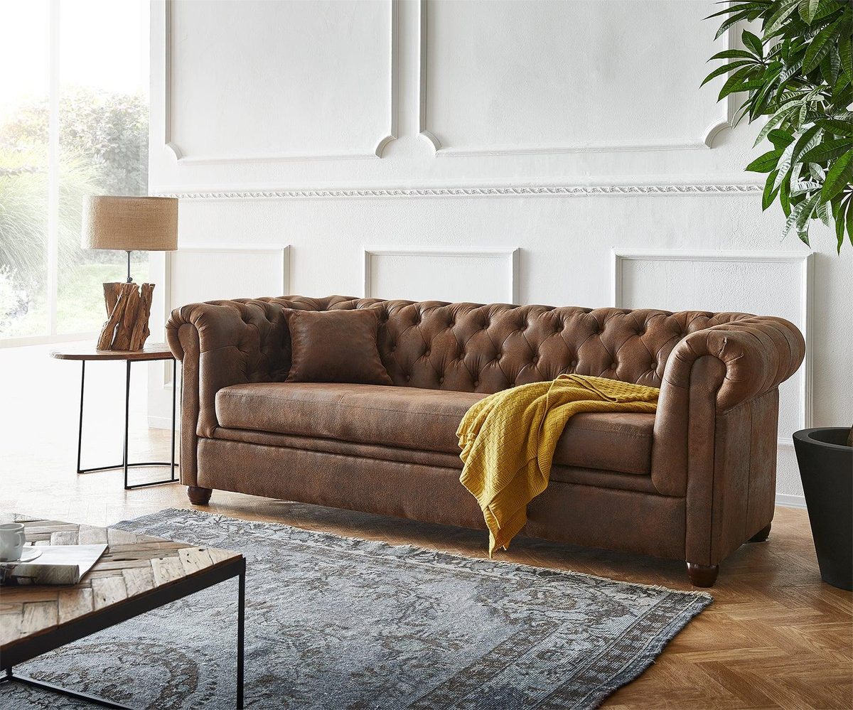 IndiFash Vintage Brown Chesterfield 3 Seater Sofa