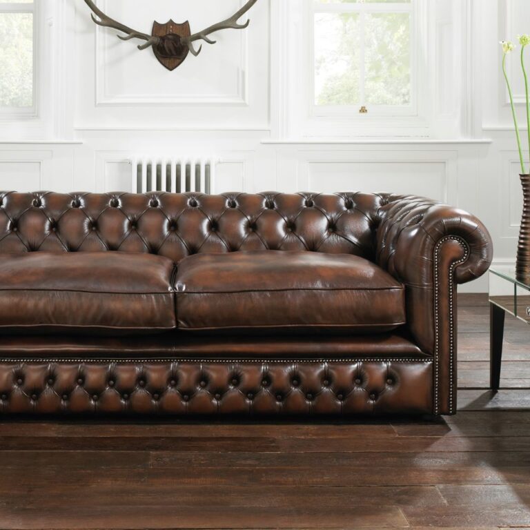IndiFash Vintage Brown three seater Chesterfield sofa thumbnail 2