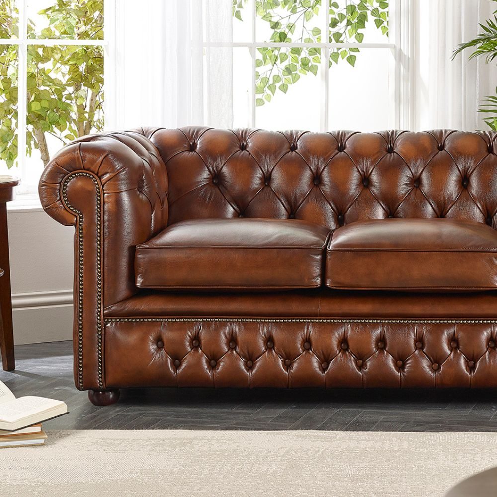 IndiFash Vintage Brown three seater Chesterfield sofa thumbnail 3