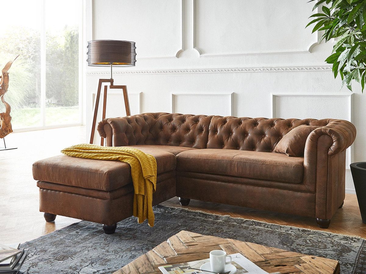 IndiFash Vintage Chesterfield Brown Ottoman Left thumbnail 2