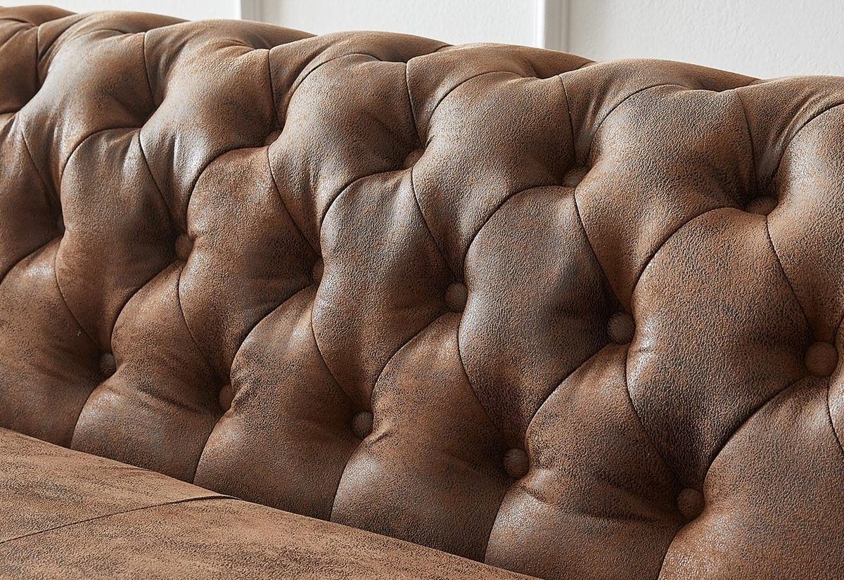 IndiFash Vintage Chesterfield Brown Ottoman Left thumbnail 3