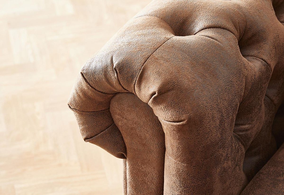 IndiFash Vintage Chesterfield Brown Ottoman Left thumbnail 4