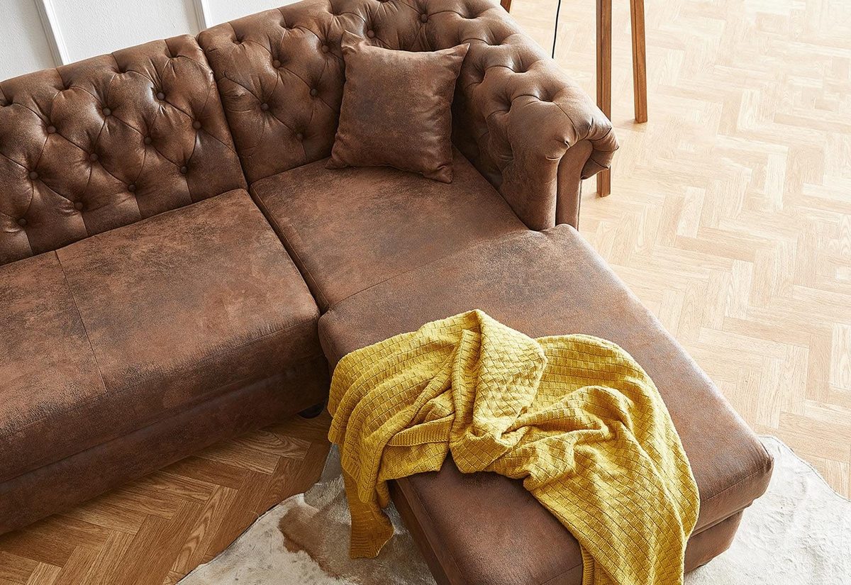 IndiFash Vintage Chesterfield Brown Ottoman Right thumbnail 6