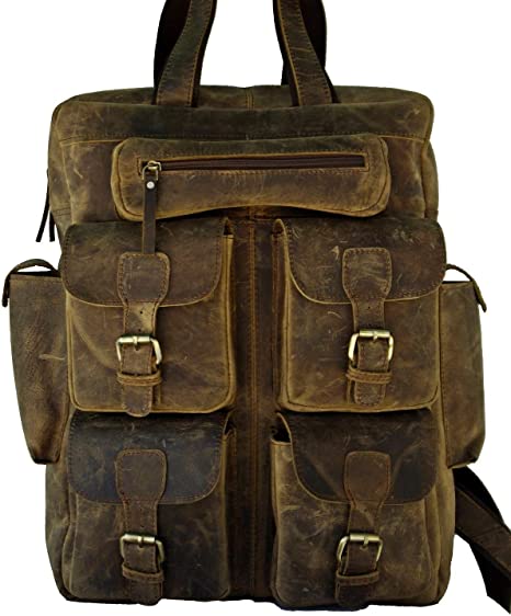 IndiFash Vintage Handmade Leather Messenger Bag for Laptop Briefcase Best Computer Satchel School Distressed Bag 18 inches (Brown)