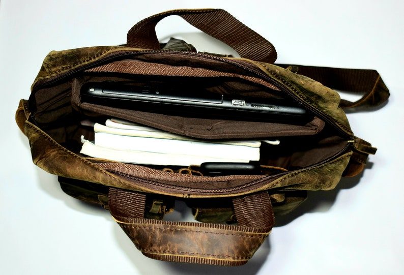 IndiFash Vintage Handmade Leather Messenger Bag for Laptop Briefcase Best Computer Satchel School Distressed Bag 18 inches (Brown) thumbnail 5