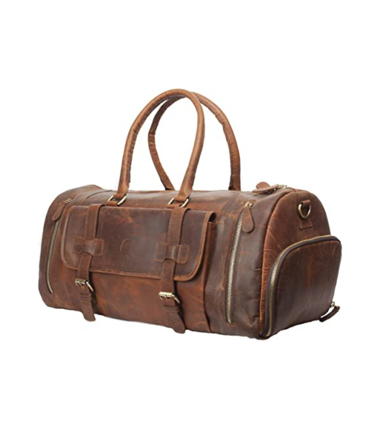 IndiFash Vintage Leather men’s Travel Duffle luggage Bag