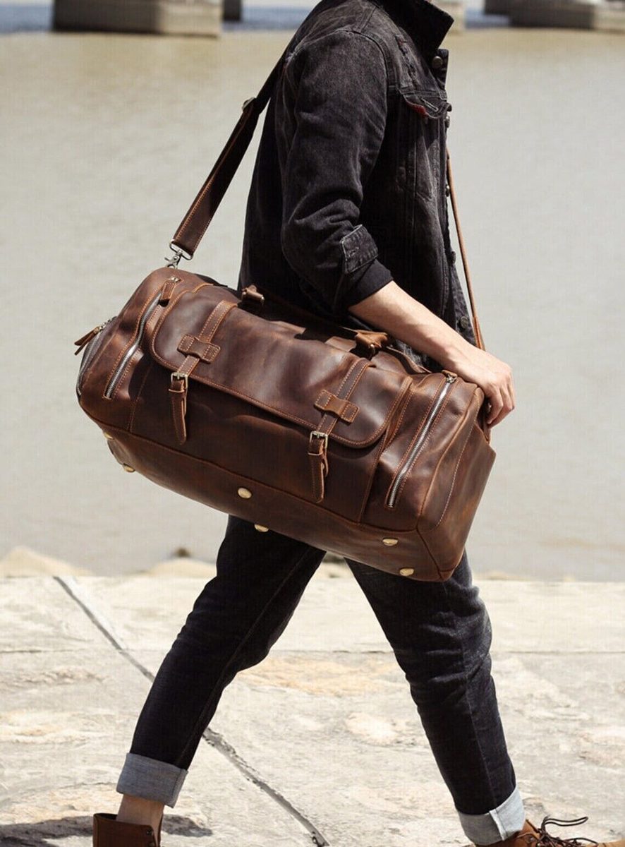 IndiFash Vintage Leather men’s Travel Duffle luggage Bag thumbnail 6